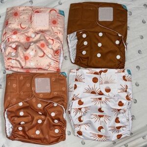 Set of Four Patterned reusable Cloth Diapers NEW